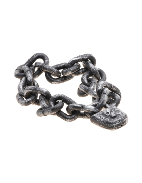 Chaîne de prisonnier avec cadenas tête de mort – 50 cm