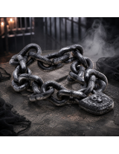 Chaîne de prisonnier avec cadenas tête de mort – 50 cm