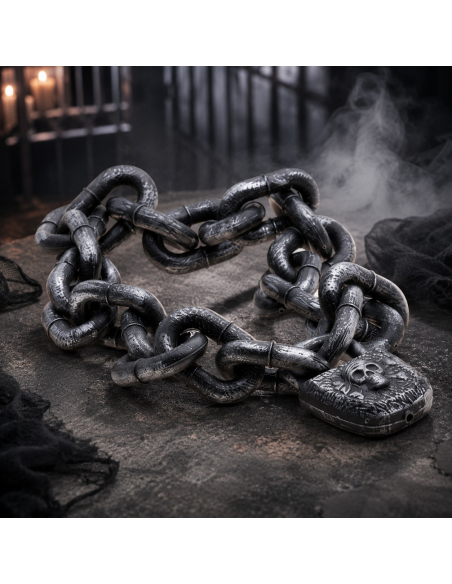 Chaîne de prisonnier avec cadenas tête de mort – 50 cm