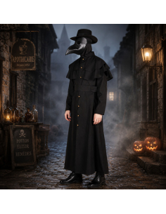 Manteau médecin de la peste noir haut de gamme Thetru avec ceinture 2