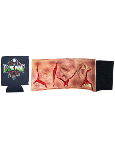 Cache-bouteille et canette Halloween effet peau recousue gore 2