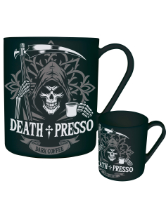 Tasse Halloween Death Presso noire en PVC – Motif faucheuse