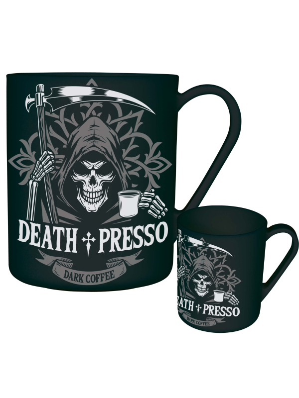 Tasse Halloween Death Presso noire en PVC – Motif faucheuse