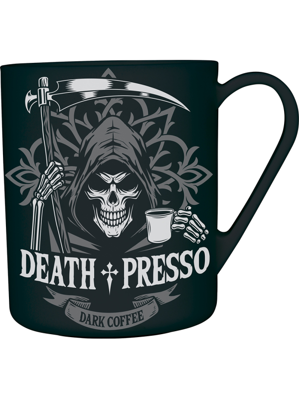 Tasse Halloween Death Presso noire en PVC – Motif faucheuse