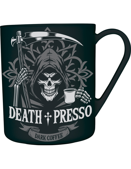 Tasse Halloween Death Presso noire en PVC – Motif faucheuse