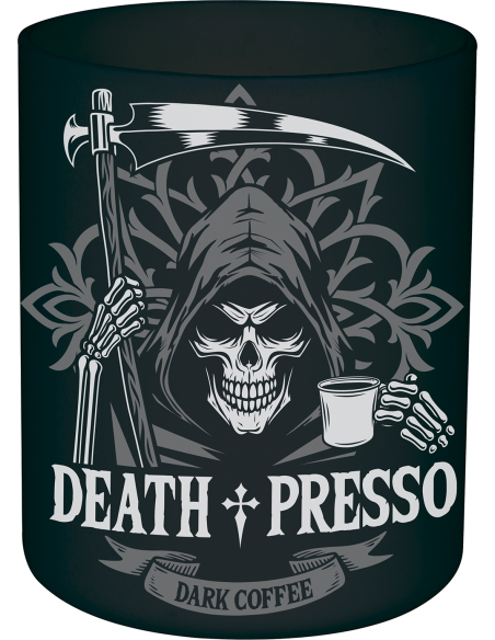 Tasse Halloween Death Presso noire en PVC – Motif faucheuse
