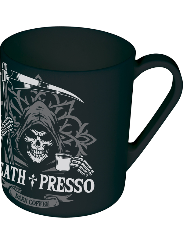 Tasse Halloween Death Presso noire en PVC – Motif faucheuse