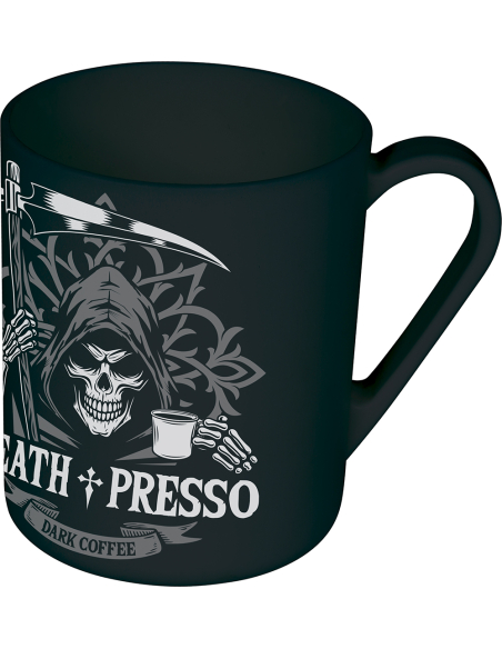 Tasse Halloween Death Presso noire en PVC – Motif faucheuse