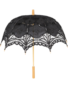Ombrelle noire en dentelle crochetée 82 cm – Style gothique et victorien