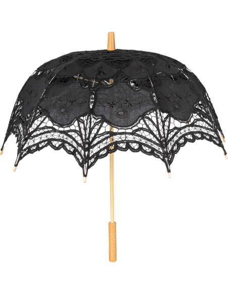 Ombrelle noire en dentelle crochetée 82 cm – Style gothique et victorien