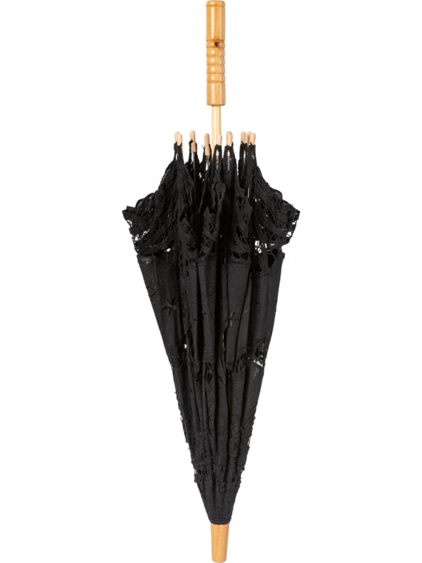 Ombrelle noire en dentelle crochetée 82 cm – Style gothique et victorien