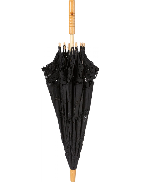 Ombrelle noire en dentelle crochetée 82 cm – Style gothique et victorien