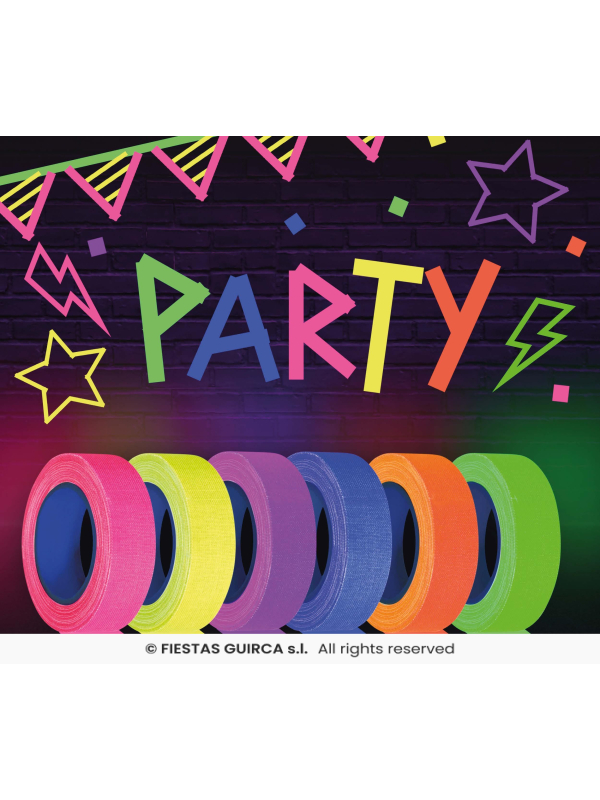 6 rubans adhésifs néon UV 5 m – Décoration soirée fluo