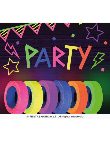 6 rubans adhésifs néon UV 5 m – Décoration soirée fluo