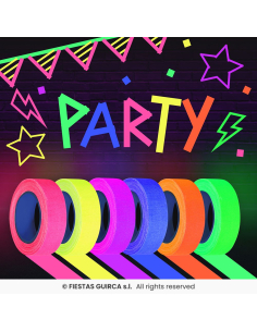 6 rubans adhésifs néon UV 5 m – Décoration soirée fluo