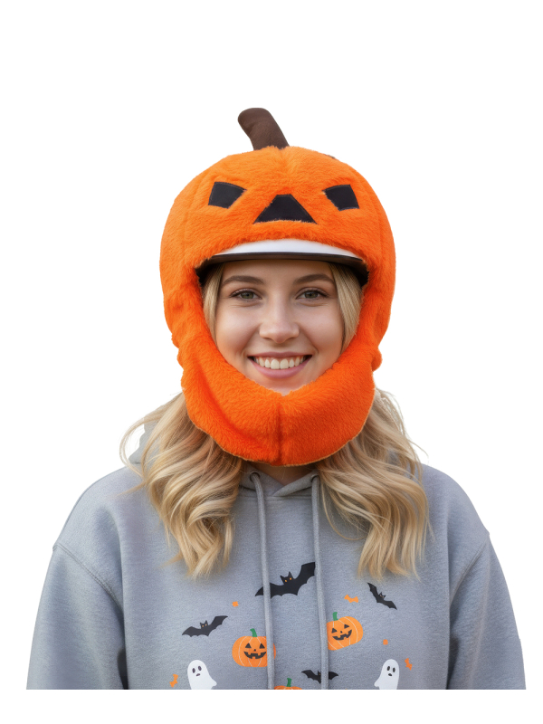 Couvre-casque moto citrouille Halloween orange