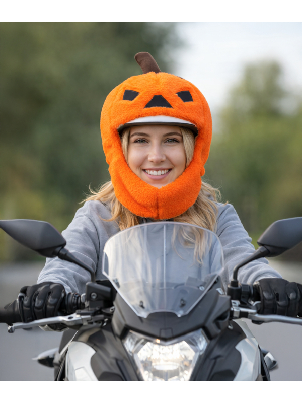 Couvre-casque moto citrouille Halloween orange