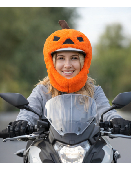 Couvre-casque moto citrouille Halloween orange