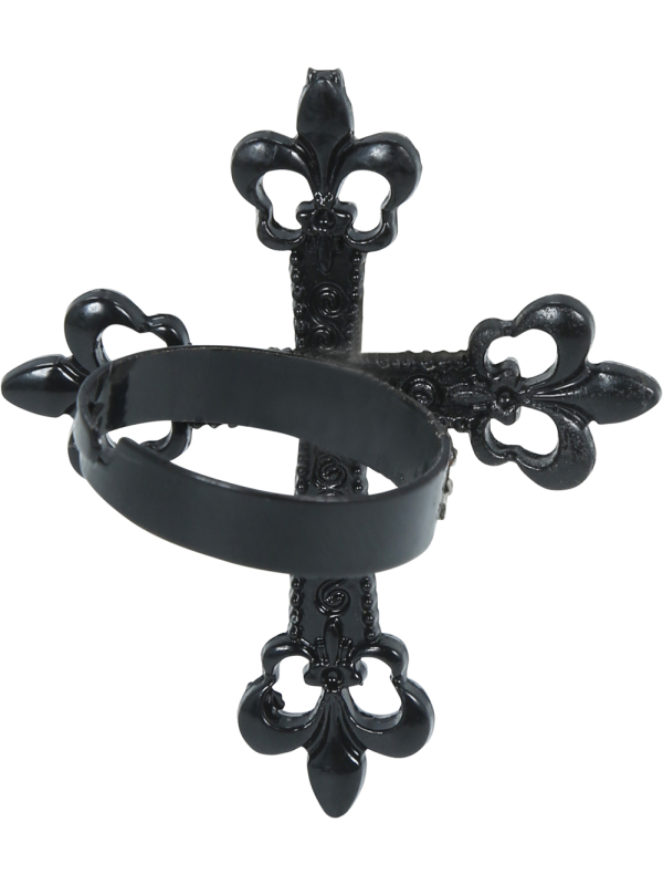 Bague croix gothique noire en métal – 4 cm