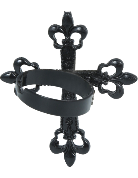 Bague croix gothique noire en métal – 4 cm