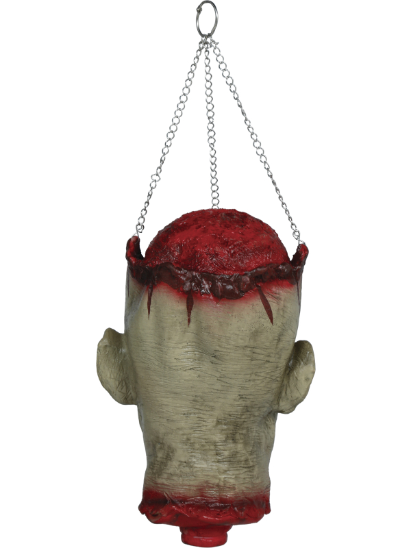 Tête de zombie suspendue Halloween avec chaînes – 27 cm