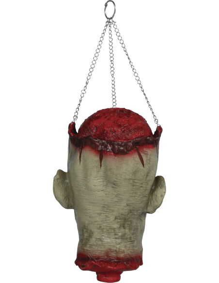 Tête de zombie suspendue Halloween avec chaînes – 27 cm