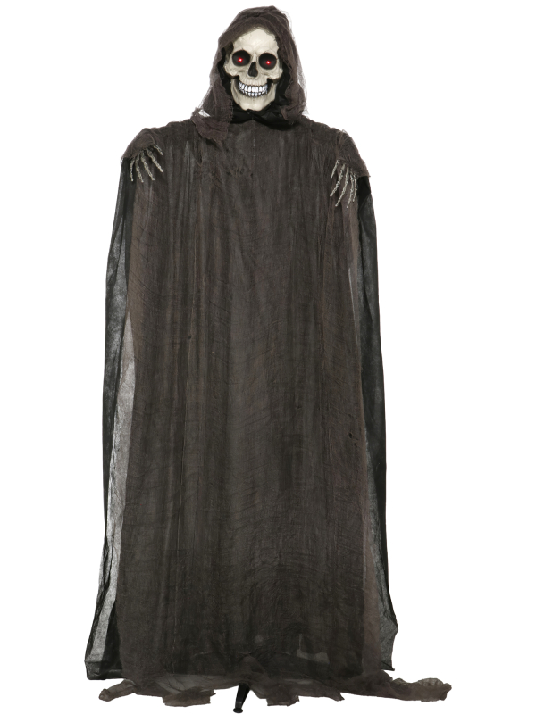Squelette Halloween sur pied lumineux et sonore – 175 cm