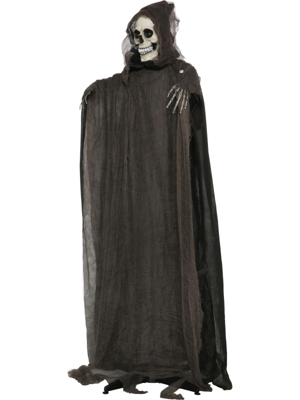 Squelette Halloween sur pied lumineux et sonore – 175 cm