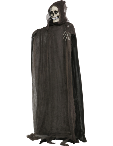 Squelette Halloween sur pied lumineux et sonore – 175 cm