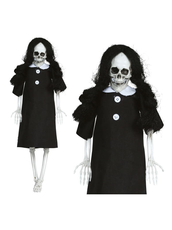 Suspension squelette gothique en robe noire Halloween – 40 cm