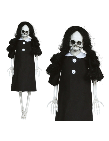 Suspension squelette gothique en robe noire Halloween – 40 cm