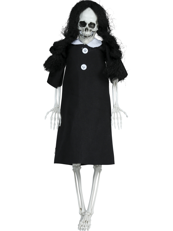 Suspension squelette gothique en robe noire Halloween – 40 cm