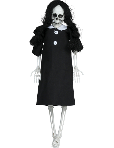 Suspension squelette gothique en robe noire Halloween – 40 cm