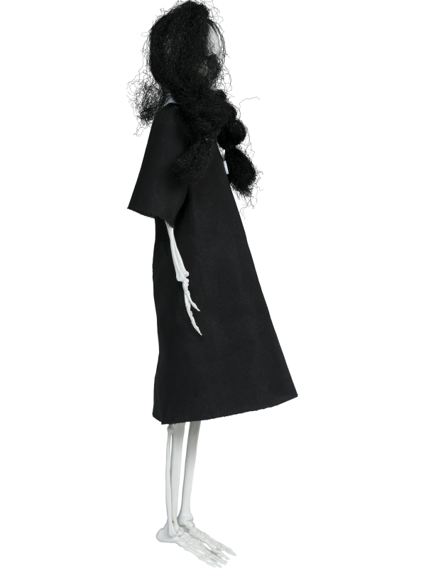 Suspension squelette gothique en robe noire Halloween – 40 cm