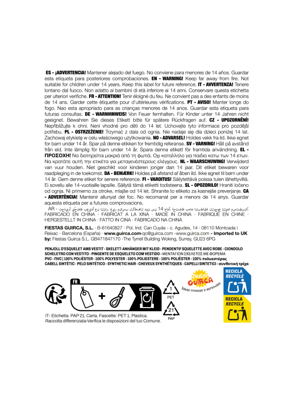 Suspension squelette gothique en robe noire...