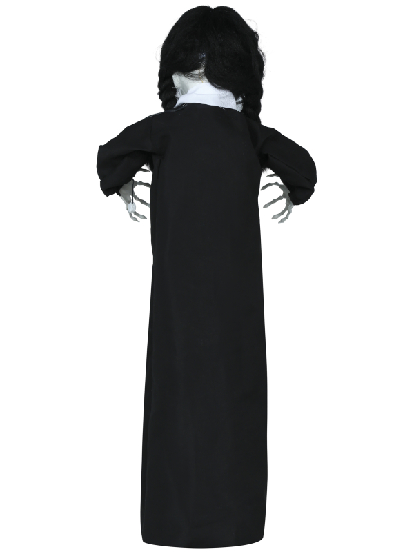 Automate Halloween poupée hantée animée sur pied – lumière, son et mouvement – 95 cm