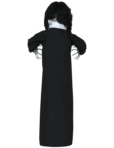 Automate Halloween poupée hantée animée sur pied – lumière, son et mouvement – 95 cm