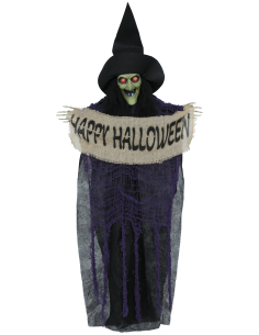 Suspension sorcière Halloween avec panneau Happy Halloween – 110 cm 2