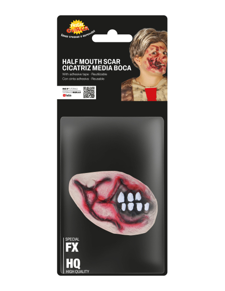 Cicatrice demi-bouche en latex effet blessure