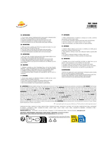 Bijoux visage adhésifs poupée maléfique Halloween rouge et noir