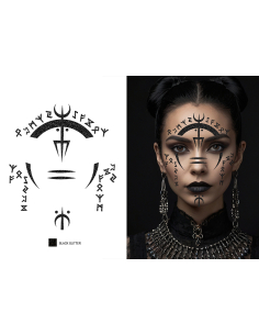 Bijoux visage adhésifs sorcière noirs pailletés – Halloween 2