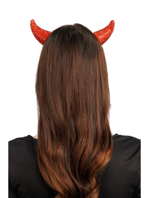 Cornes de diable rouges à strass sur pinces à cheveux – 5,5 cm