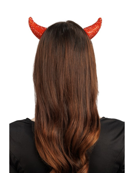 Cornes de diable rouges à strass sur pinces à cheveux – 5,5 cm