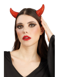 Cornes de diable rouges à strass sur pinces à cheveux – 5,5 cm