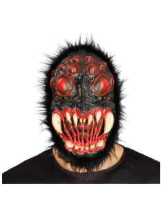 Masque araignée Halloween en mousse noir et rouge – 20 x 14 x 30 cm