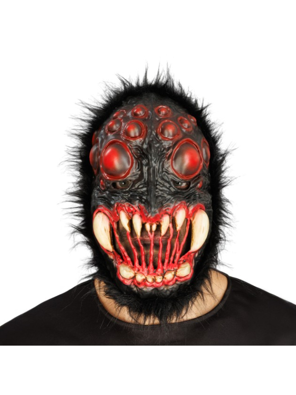 Masque araignée Halloween en mousse noir et rouge – 20 x 14 x 30 cm
