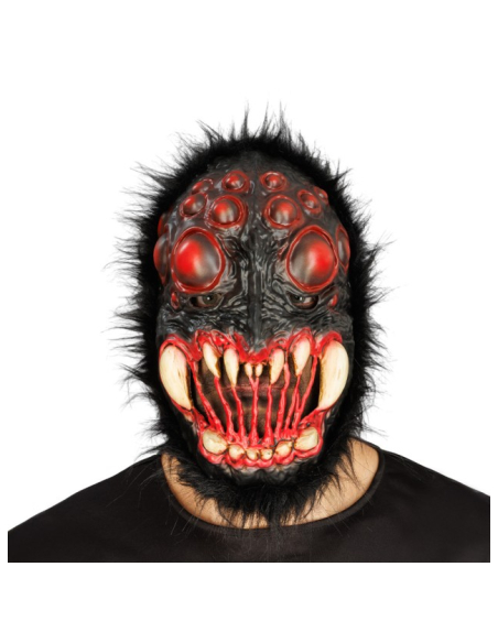 Masque araignée Halloween en mousse noir et rouge – 20 x 14 x 30 cm