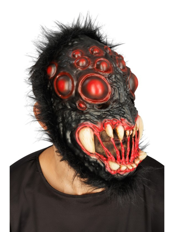 Masque araignée Halloween en mousse noir et rouge – 20 x 14 x 30 cm