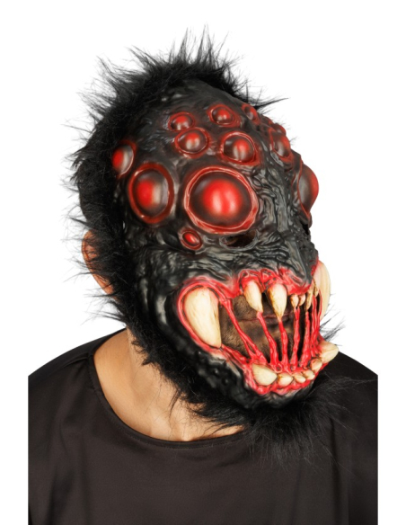 Masque araignée Halloween en mousse noir et rouge – 20 x 14 x 30 cm