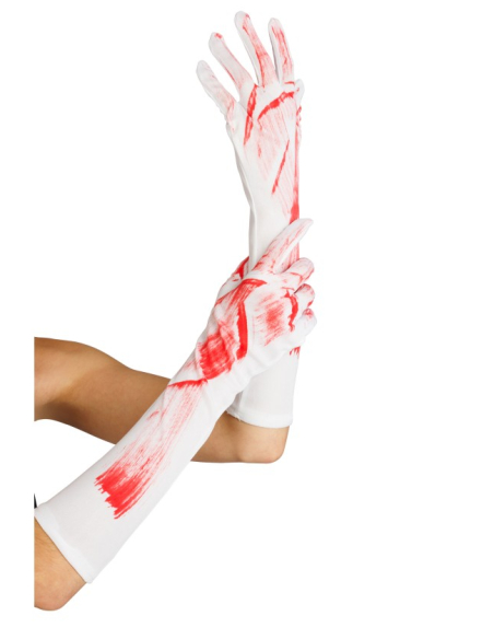 Kit mariée ensanglantée Halloween avec voile fleuri et gants longs